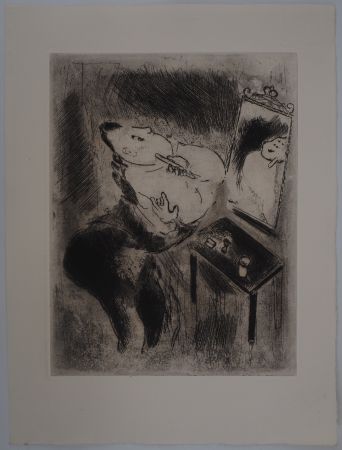 Incisione Chagall - La toilette (Tchitchikov se rase)