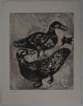 Incisione Chagall - La tortue et les deux canards