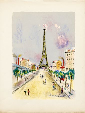 Litografia Utrillo - LA TOUR EIFFEL. Épreuve pour Maurice Utrillo (Paris, 1955)