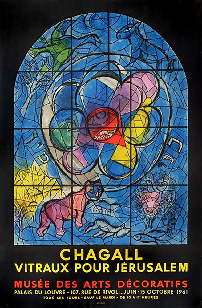 Litografia Chagall - LA TRIBU DE BENJAMIN (Musée des Arts Décoratifs - Paris, 1961). Tirage original.