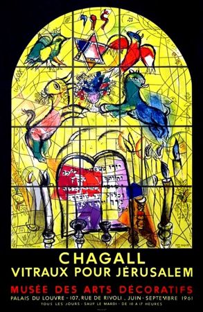 Litografia Chagall - LA TRIBU DE LEVI (Musée des Arts Décoratifs - Paris, 1961). Tirage original.