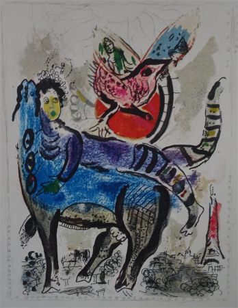 Litografia Chagall - La Vache bleue