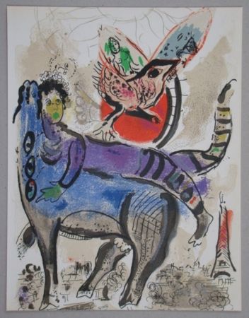 Litografia Chagall - La vache bleue