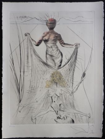 Incisione Dali - La Venus aux Fourrures Woman Holding Veil