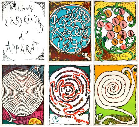 Litografia Alechinsky - Labyrinthes d’Apparat I, II, III, IV, V (Complete Portolio)
