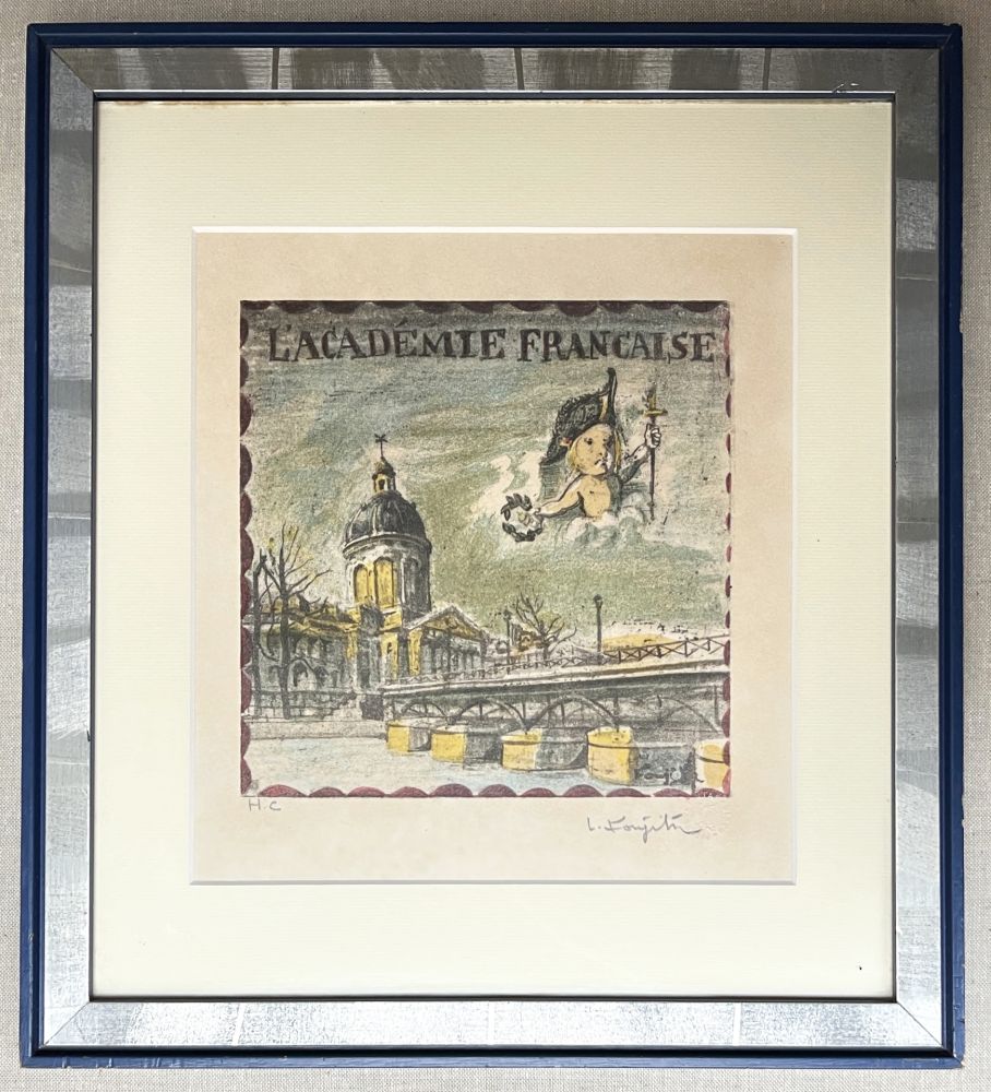 Litografia Foujita - L'ACADÉMIE FRANÇAISE. Lithographie justifiée et signée (1963)