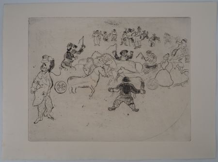 Incisione Chagall - L'accident de la circulation (Collusion en chemin)