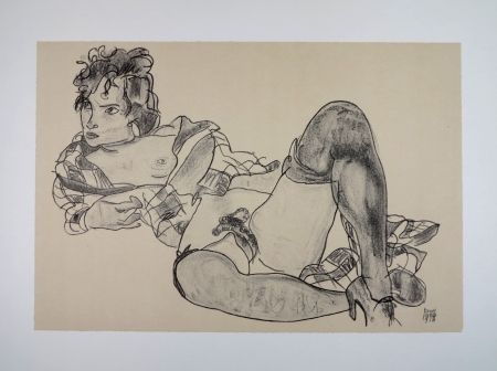 Litografia Schiele - L'AGUICHEUSE / THE SEDUCTIVE GIRL - 1918