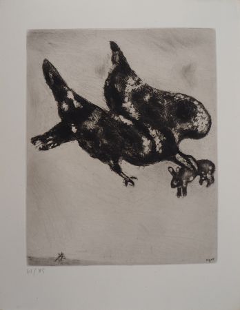 Incisione Chagall - L'Aigle, la Lapin et le Coléoptère (L'Aigle et l'Escarbot)