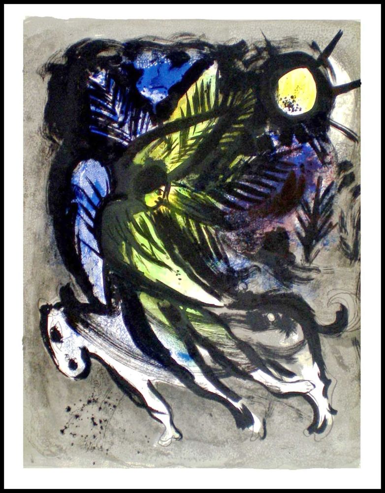 Litografia Chagall - L'ANGE SURVOLANT LA FORET