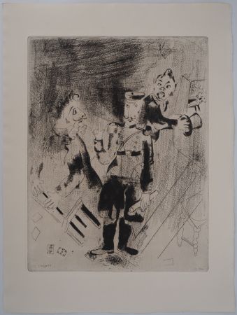 Incisione Chagall - L'arrestation (Apparition des policiers)