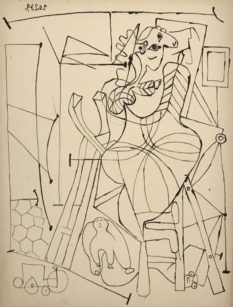 Litografia Picasso - L'Artiste et l'enfant (The artist and the child)