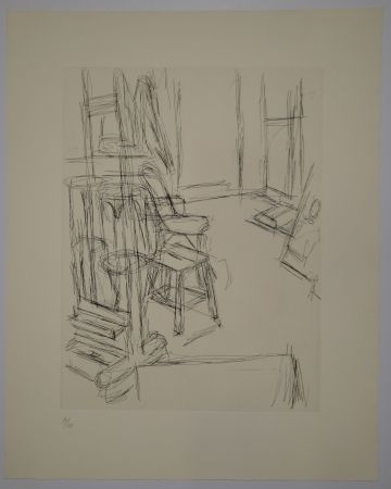 Incisione Giacometti - L'Atelier au chevalet (Studio with the Easel)