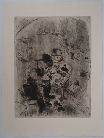 Incisione Chagall - L'atelier du fabricant de souliers (Maxime Téliatnikov, savetier)