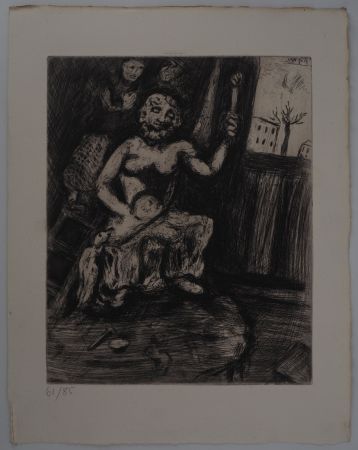 Incisione Chagall - L'atelier du sculpteur (Le statuaire et la statue de Jupiter)