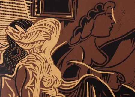 Linoincisione Picasso - L'attente : Deux femmes à la fenêtre