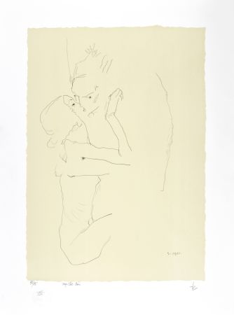 Litografia Schiele - Le baiser, 1911 | The kiss, 1911