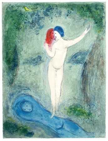 Litografia Chagall - LE BAISER DE CHLOÉ (de Daphnis et Choé. 1961)
