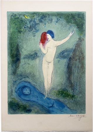 Litografia Chagall - LE BAISER DE CHLOÉ . Épreuve signée de Daphnis et Choé (1961)