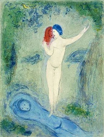 Litografia Chagall - Le baiser de Chloé