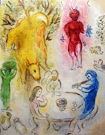Litografia Chagall - Le banquet de Pan