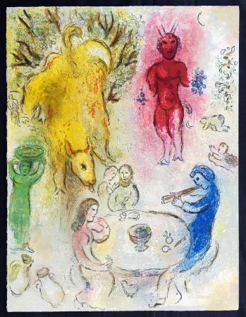 Litografia Chagall - LE BANQUET DE PAN (de la Suite Daphnis & Chloé - 1961)