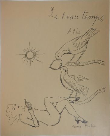 Litografia Picabia - Le beau temps : Femme aux oiseaux
