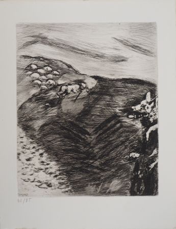 Incisione Chagall - Le berger et le loup (Le loup devenu berger)