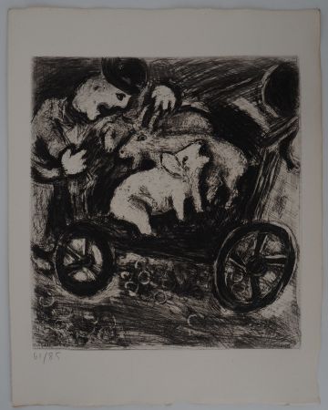 Incisione Chagall - Le berger et son troupeau