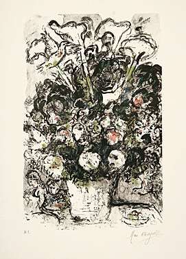 Litografia Chagall - Le bouquet blanc