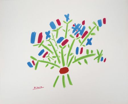 Litografia Picasso - Le bouquet Bleu, Blanc, Rouge