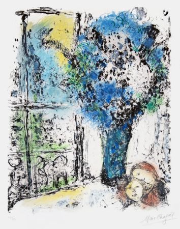 Litografia Chagall - Le Bouquet Bleu (The Blue Bouquet)