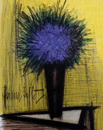 Litografia Buffet - Le Bouquet violet, 1967.