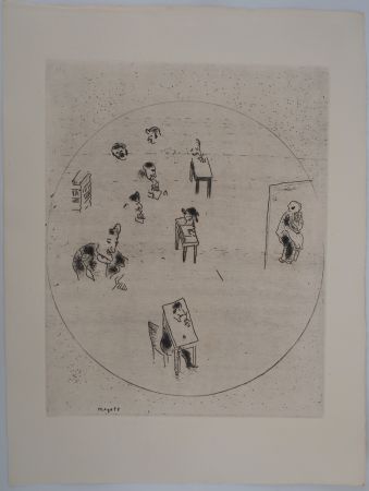 Incisione Chagall - Le bureau des contrats