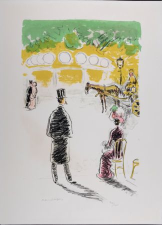Litografia Van Dongen - Le carrousel et le fiacre, 1950.