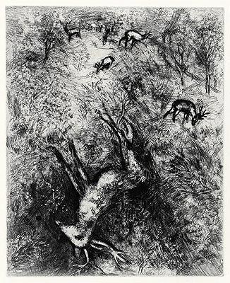 Acquaforte Chagall - Le Cerf malade