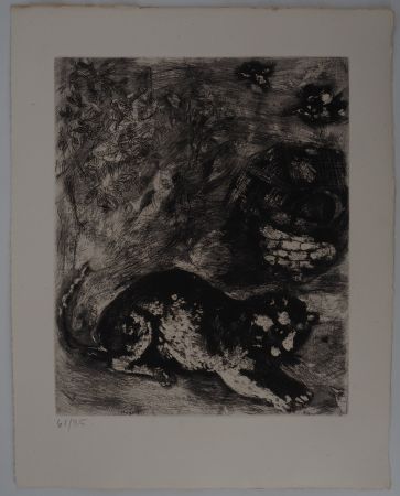Incisione Chagall - Le chat et les deux moineaux