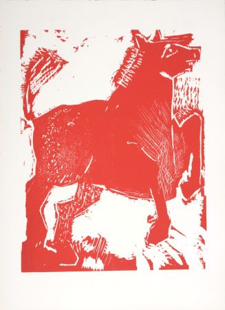 Incisione Su Legno Lorjou - Le Cheval, 1965