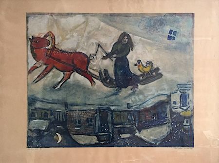Litografia Chagall - Le cheval rouge