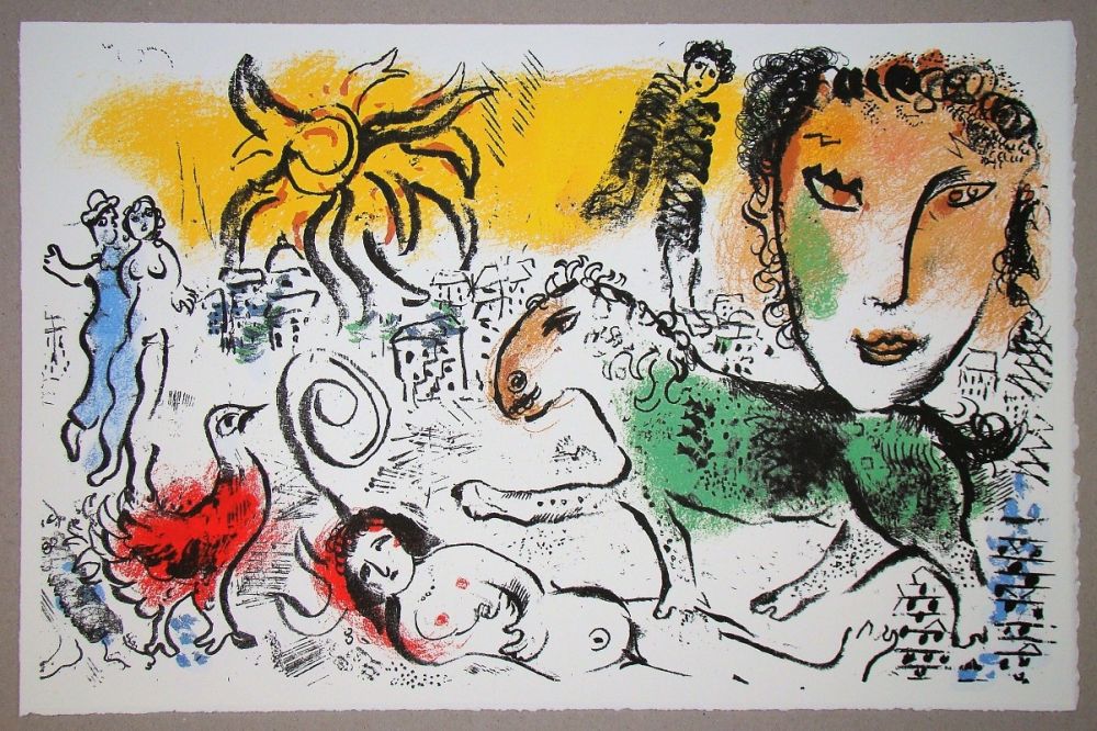 Litografia Chagall - Le cheval vert