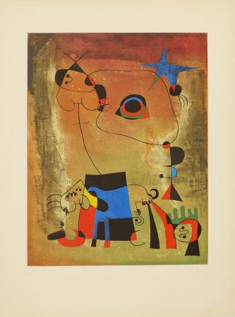Acquatinta Miró (After) - Le chien bleu