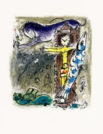 Litografia Chagall - Le Christ à l'horloge
