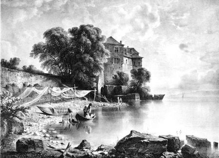 Litografia Fontanesi - Le château de Glérolles (Lac de Genève)