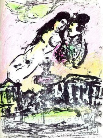 Litografia Chagall - Le Ciel de la Place de la Concorde M. 393