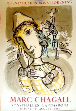 Litografia Chagall - Le cirque au clown jaune