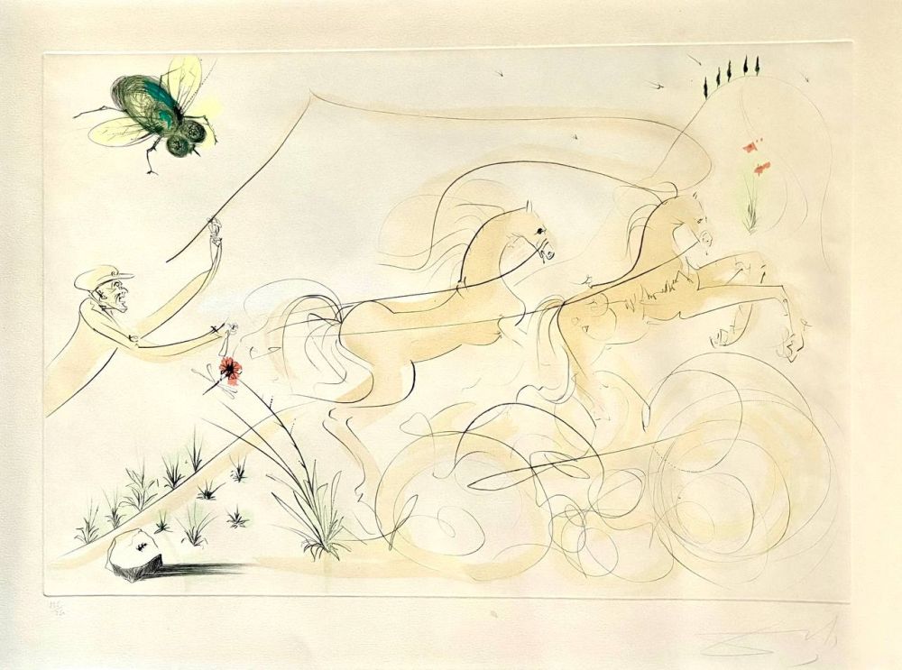 Incisione Dali - Le Coche et la Mouche (Le Bestiaire de La Fontaine) (1974)