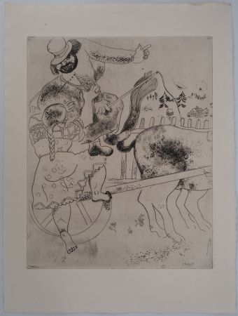 Incisione Chagall - Le cocher qui a perdu son chemin (L'indication de la route)