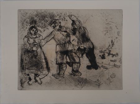 Incisione Chagall - Le conflit (Grigori va-toujours-et-tu-n'arriveras-pas)