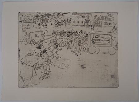 Incisione Chagall - Le convoi funèbre (L'enterrement du procureur)