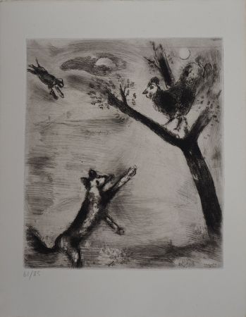 Incisione Chagall - Le coq et le renard